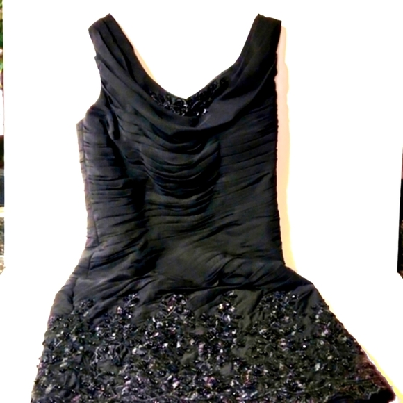 JJ's House Beautiful Black Beaded Ruched Cocktail Dress Custom NEW - Picture 14 of 15